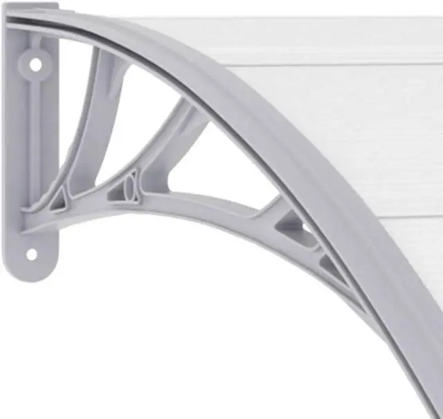 Alt view image 6 of 7 - vidaXL Door Canopy, Front Door Canopy for Protection, Porch Canopy for Outdoor, Weather-resistant Polycarbonate Cover, 118.1"x31.5", Gray and Transparent