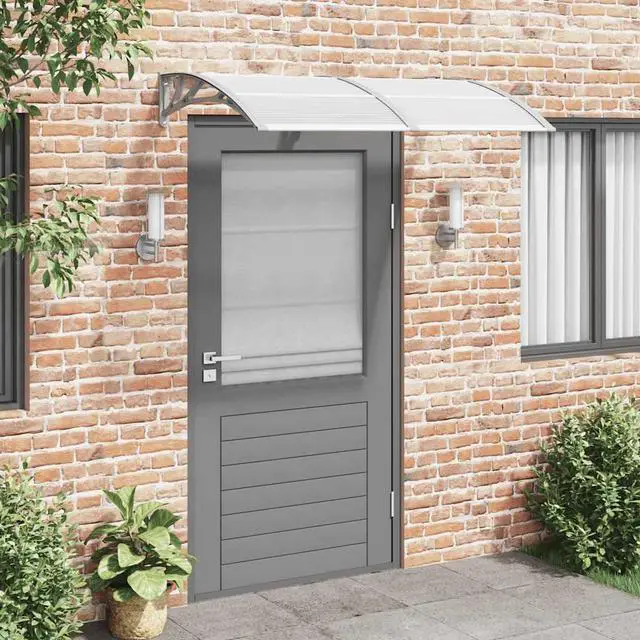 Main image of vidaXL Door Canopy, Front Door Canopy for Protection, Porch Canopy for Outdoor, Weather-resistant Polycarbonate Cover, 59.1"x31.5", Gray and Transparent