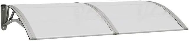 Alt view image 2 of 7 - vidaXL Door Canopy, Front Door Canopy for Protection, Porch Canopy for Outdoor, Weather-resistant Polycarbonate Cover, 59.1"x31.5", Gray and Transparent