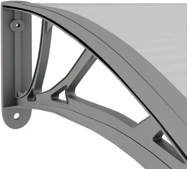 Alt view image 6 of 7 - vidaXL Door Canopy, Front Door Canopy for Protection, Porch Canopy for Outdoor, Weather-resistant Polycarbonate Cover, 59.1"x31.5", Gray and Transparent