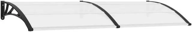 Alt view image 2 of 7 - vidaXL Door Canopy, Front Door Canopy for Protection, Porch Canopy for Outdoor, Weather-resistant Polycarbonate Cover, 94.5"x31.5", Black and Transparent