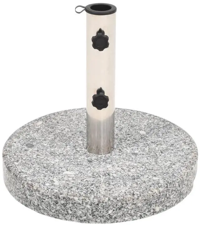 Alt view image 2 of 7 - vidaXL 44lb Round Umbrella Base with Handles, Patio Parasol Base for 1.5"/1.9" Pole Sizes, Granite Plate, Stainless Steel Pipe, Elegant Style, Ø15.7"x14.4" Gray