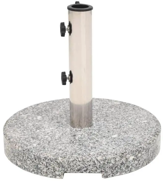 Alt view image 3 of 7 - vidaXL 44lb Round Umbrella Base with Handles, Patio Parasol Base for 1.5"/1.9" Pole Sizes, Granite Plate, Stainless Steel Pipe, Elegant Style, Ø15.7"x14.4" Gray