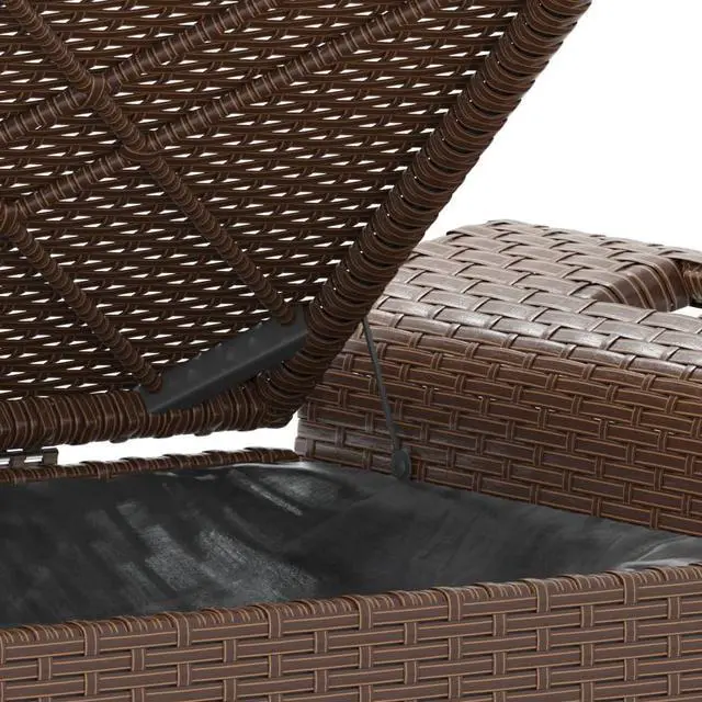 Alt view image 7 of 7 - vidaXL Poly Rattan Storage Bench with Cushion, Indoor/Outdoor Ottoman Garden Bench, Waterproof Design, Easy Maintenance, 45.7" x 18.1" x 22.4" Brown