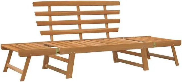 Alt view image 2 of 7 - vidaXL  2-in-1 Convertible Outdoor Bench, Patio Daybed, Garden Day Bed, Weather-Resistant Solid Acacia Wood, 26.8" x 74.8" x 29.1" Brown Frame