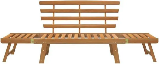 Alt view image 3 of 7 - vidaXL  2-in-1 Convertible Outdoor Bench, Patio Daybed, Garden Day Bed, Weather-Resistant Solid Acacia Wood, 26.8" x 74.8" x 29.1" Brown Frame