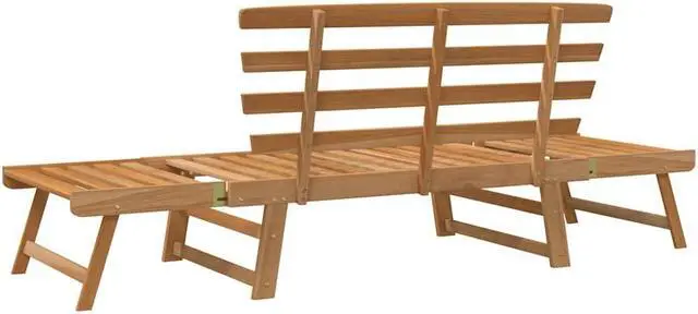 Alt view image 6 of 7 - vidaXL  2-in-1 Convertible Outdoor Bench, Patio Daybed, Garden Day Bed, Weather-Resistant Solid Acacia Wood, 26.8" x 74.8" x 29.1" Brown Frame