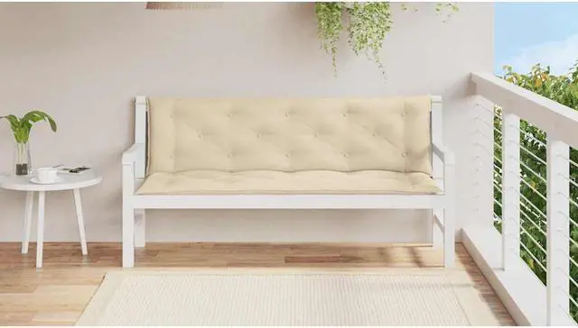 Alt view image 3 of 7 - vidaXL Indoor/Outdoor Bench Cushions 2 pcs, Patio Loveseat Cushions, Porch Swing Seat Cushions, Non-slip, Water-Repellent, Breathable, Resilient, Beige 59.1"x19.7"x2.8" Oxford Fabric