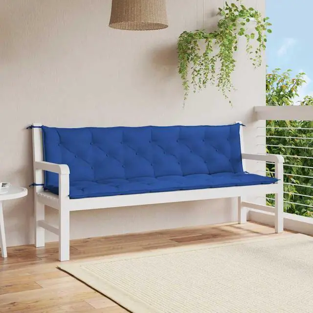 Main image of vidaXL Indoor/Outdoor Bench Cushions 2 pcs, Patio Loveseat Cushions, Porch Swing Seat Cushions, Non-slip, Water-Repellent, Breathable, Resilient, Blue 78.7"x19.7"x2.8" Oxford Fabric