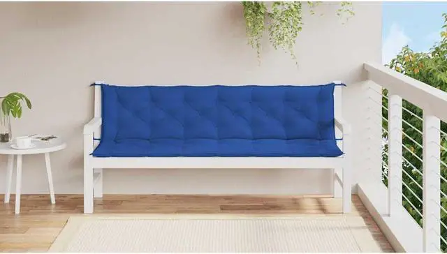 Alt view image 3 of 7 - vidaXL Indoor/Outdoor Bench Cushions 2 pcs, Patio Loveseat Cushions, Porch Swing Seat Cushions, Non-slip, Water-Repellent, Breathable, Resilient, Blue 78.7"x19.7"x2.8" Oxford Fabric