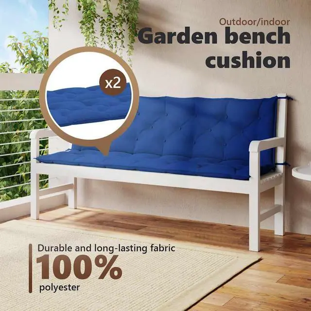 Alt view image 5 of 7 - vidaXL Indoor/Outdoor Bench Cushions 2 pcs, Patio Loveseat Cushions, Porch Swing Seat Cushions, Non-slip, Water-Repellent, Breathable, Resilient, Blue 78.7"x19.7"x2.8" Oxford Fabric