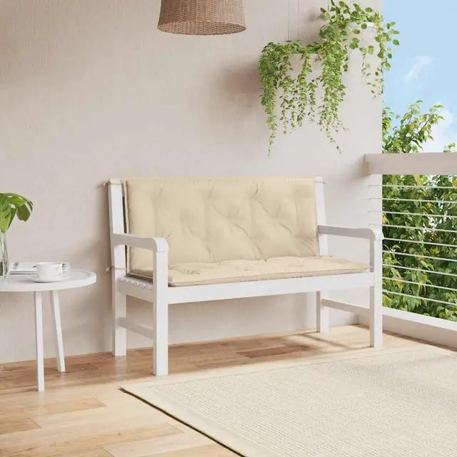 Main image of vidaXL Indoor/Outdoor Bench Cushions 2 pcs, Patio Loveseat Cushions, Porch Swing Seat Cushions, Non-slip, Water-Repellent, Breathable, Resilient, Beige 47.2"x19.7"x2.8" Oxford Fabric