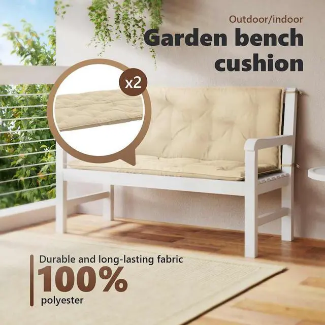 Alt view image 5 of 7 - vidaXL Indoor/Outdoor Bench Cushions 2 pcs, Patio Loveseat Cushions, Porch Swing Seat Cushions, Non-slip, Water-Repellent, Breathable, Resilient, Beige 47.2"x19.7"x2.8" Oxford Fabric
