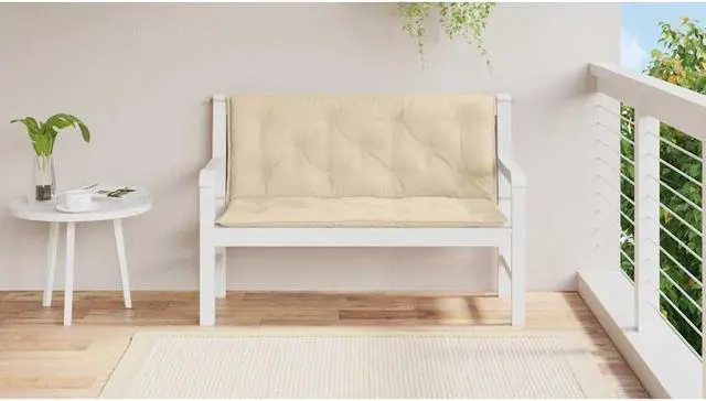 Alt view image 3 of 7 - vidaXL Indoor/Outdoor Bench Cushions 2 pcs, Patio Loveseat Cushions, Porch Swing Seat Cushions, Non-slip, Water-Repellent, Breathable, Resilient, Beige 47.2"x19.7"x2.8" Oxford Fabric