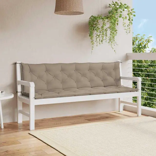 Main image of vidaXL Indoor/Outdoor Bench Cushions 2 pcs, Patio Loveseat Cushions, Porch Swing Seat Cushions, Non-slip, Water-Repellent, Breathable, Resilient, Taupe 78.7"x19.7"x2.8" Oxford Fabric