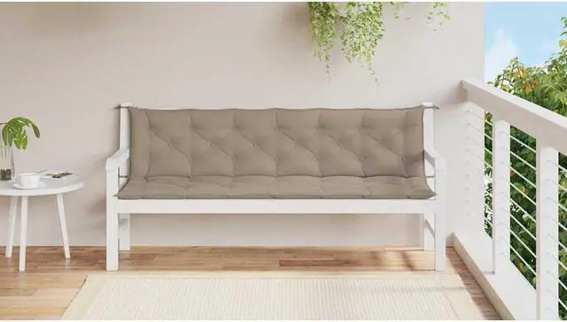 Alt view image 3 of 7 - vidaXL Indoor/Outdoor Bench Cushions 2 pcs, Patio Loveseat Cushions, Porch Swing Seat Cushions, Non-slip, Water-Repellent, Breathable, Resilient, Taupe 78.7"x19.7"x2.8" Oxford Fabric