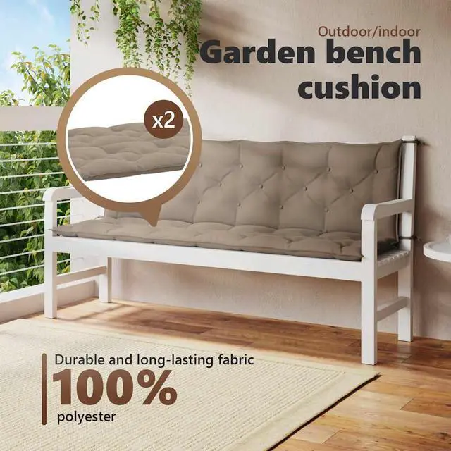 Alt view image 5 of 7 - vidaXL Indoor/Outdoor Bench Cushions 2 pcs, Patio Loveseat Cushions, Porch Swing Seat Cushions, Non-slip, Water-Repellent, Breathable, Resilient, Taupe 78.7"x19.7"x2.8" Oxford Fabric