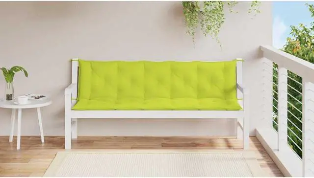 Alt view image 3 of 7 - vidaXL Indoor/Outdoor Bench Cushions 2 pcs, Patio Loveseat Cushions, Porch Swing Seat Cushions, Non-slip, Water-Repellent, Breathable, Resilient, Bright Green 70.9"x19.7"x2.8" Oxford Fabric