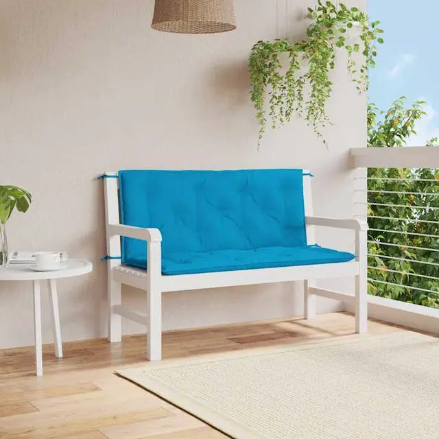 Main image of vidaXL Indoor/Outdoor Bench Cushions 2 pcs, Patio Loveseat Cushions, Porch Swing Seat Cushions, Non-slip, Water-Repellent, Breathable, Resilient, Light Blue 47.2"x19.7"x2.8" Oxford Fabric