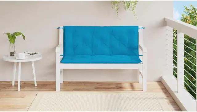 Alt view image 3 of 7 - vidaXL Indoor/Outdoor Bench Cushions 2 pcs, Patio Loveseat Cushions, Porch Swing Seat Cushions, Non-slip, Water-Repellent, Breathable, Resilient, Light Blue 47.2"x19.7"x2.8" Oxford Fabric