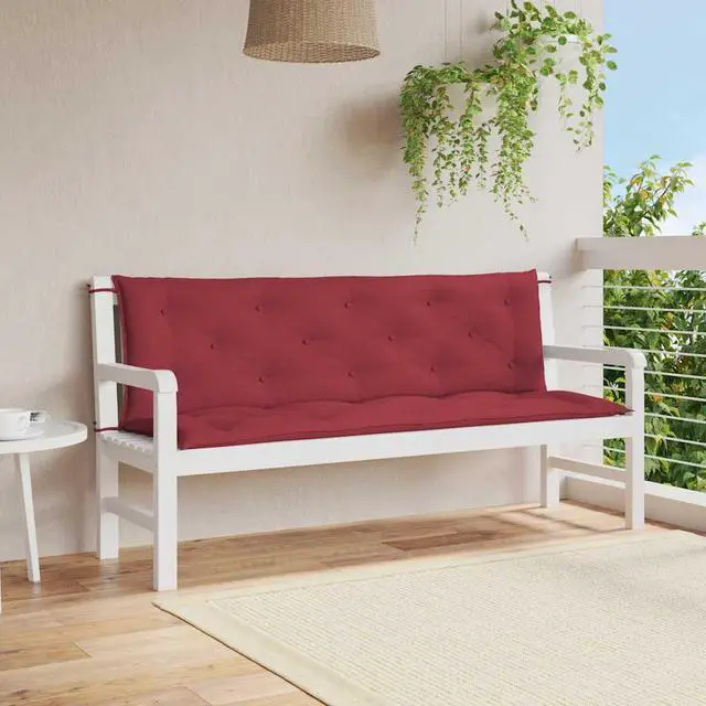 Main image of vidaXL Indoor/Outdoor Bench Cushions 2 pcs, Patio Loveseat Cushions, Porch Swing Seat Cushions, Non-slip, Water-Repellent, Breathable, Resilient, Wine Red 59.1"x19.7"x2.8" Oxford Fabric