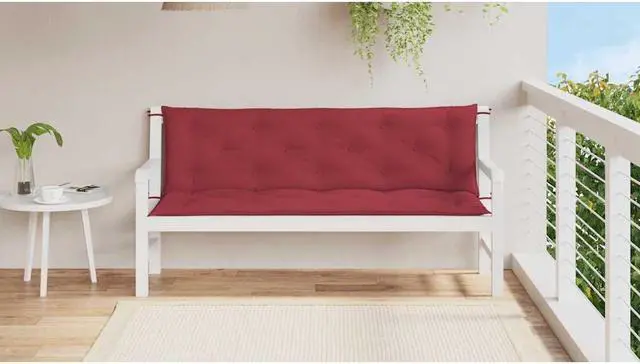 Alt view image 3 of 7 - vidaXL Indoor/Outdoor Bench Cushions 2 pcs, Patio Loveseat Cushions, Porch Swing Seat Cushions, Non-slip, Water-Repellent, Breathable, Resilient, Wine Red 59.1"x19.7"x2.8" Oxford Fabric