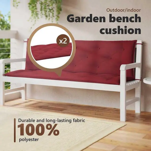 Alt view image 5 of 7 - vidaXL Indoor/Outdoor Bench Cushions 2 pcs, Patio Loveseat Cushions, Porch Swing Seat Cushions, Non-slip, Water-Repellent, Breathable, Resilient, Wine Red 59.1"x19.7"x2.8" Oxford Fabric