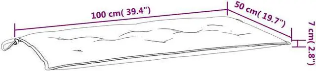 Alt view image 4 of 7 - vidaXL Indoor/Outdoor Bench Cushions 2 pcs, Patio Loveseat Cushions, Porch Swing Seat Cushions, Non-slip, Water-Repellent, Breathable, Resilient, Multicolour 39.4"x19.7"x2.8" Oxford Fabric