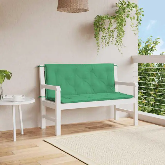 Main image of vidaXL Indoor/Outdoor Bench Cushions 2 pcs, Patio Loveseat Cushions, Porch Swing Seat Cushions, Non-slip, Water-Repellent, Breathable, Resilient, Green 47.2"x19.7"x2.8" Oxford Fabric