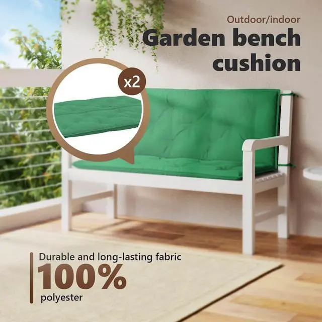 Alt view image 5 of 7 - vidaXL Indoor/Outdoor Bench Cushions 2 pcs, Patio Loveseat Cushions, Porch Swing Seat Cushions, Non-slip, Water-Repellent, Breathable, Resilient, Green 47.2"x19.7"x2.8" Oxford Fabric
