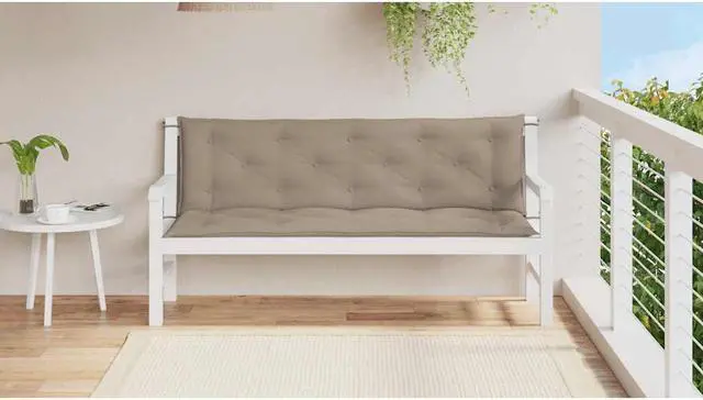 Alt view image 3 of 7 - vidaXL Indoor/Outdoor Bench Cushions 2 pcs, Patio Loveseat Cushions, Porch Swing Seat Cushions, Non-slip, Water-Repellent, Breathable, Resilient, Taupe 59.1"x19.7"x2.8" Oxford Fabric