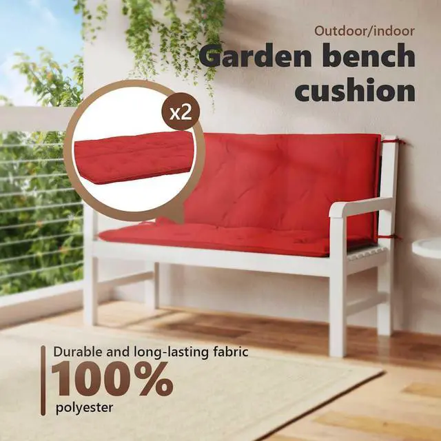 Alt view image 5 of 7 - vidaXL Indoor/Outdoor Bench Cushions 2 pcs, Patio Loveseat Cushions, Porch Swing Seat Cushions, Non-slip, Water-Repellent, Breathable, Resilient, Red 47.2"x19.7"x2.8" Oxford Fabric
