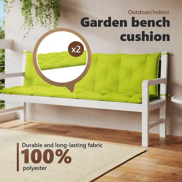 Alt view image 5 of 7 - vidaXL Indoor/Outdoor Bench Cushions 2 pcs, Patio Loveseat Cushions, Porch Swing Seat Cushions, Non-slip, Water-Repellent, Breathable, Resilient, Bright Green 70.9"x19.7"x2.8" Oxford Fabric