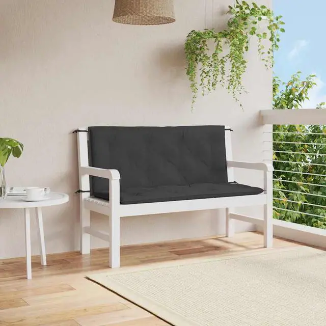 Main image of vidaXL Indoor/Outdoor Bench Cushions 2 pcs, Patio Loveseat Cushions, Porch Swing Seat Cushions, Non-slip, Water-Repellent, Breathable, Resilient, Black 47.2"x19.7"x2.8" Oxford Fabric