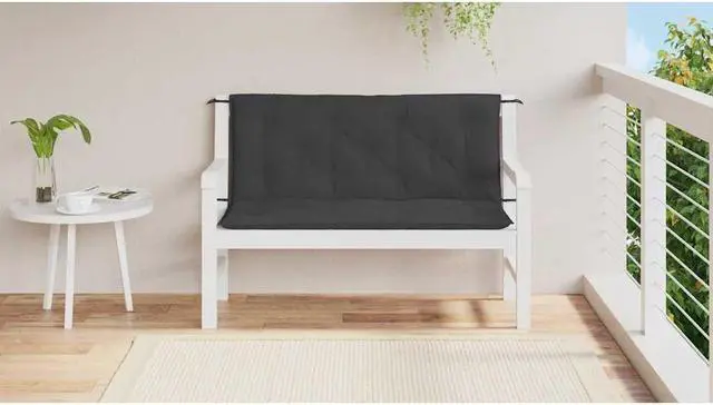 Alt view image 3 of 7 - vidaXL Indoor/Outdoor Bench Cushions 2 pcs, Patio Loveseat Cushions, Porch Swing Seat Cushions, Non-slip, Water-Repellent, Breathable, Resilient, Black 47.2"x19.7"x2.8" Oxford Fabric