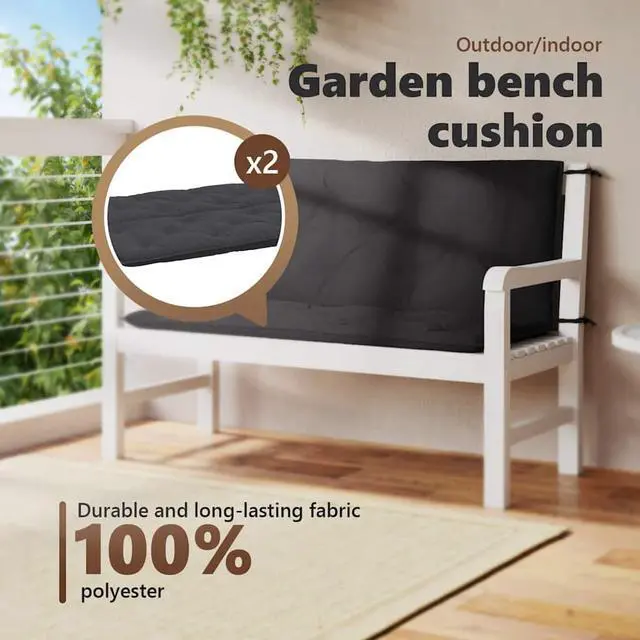 Alt view image 5 of 7 - vidaXL Indoor/Outdoor Bench Cushions 2 pcs, Patio Loveseat Cushions, Porch Swing Seat Cushions, Non-slip, Water-Repellent, Breathable, Resilient, Black 47.2"x19.7"x2.8" Oxford Fabric