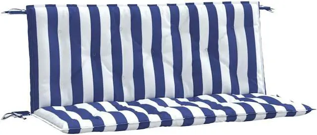 Alt view image 2 of 7 - vidaXL Indoor/Outdoor Bench Cushions 2 pcs, Patio Loveseat Cushions, Porch Swing Seat Cushions, Non-slip, Water-Repellent, Breathable, Resilient, Blue&White Stripe 47.2"x19.7"x2.8" Oxford Fabric