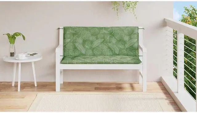 Alt view image 3 of 7 - vidaXL Indoor/Outdoor Bench Cushions 2 pcs, Patio Loveseat Cushions, Porch Swing Seat Cushions, Non-slip, Water-Repellent, Breathable, Resilient, Leaf Pattern 47.2"x19.7"x2.8" Oxford Fabric