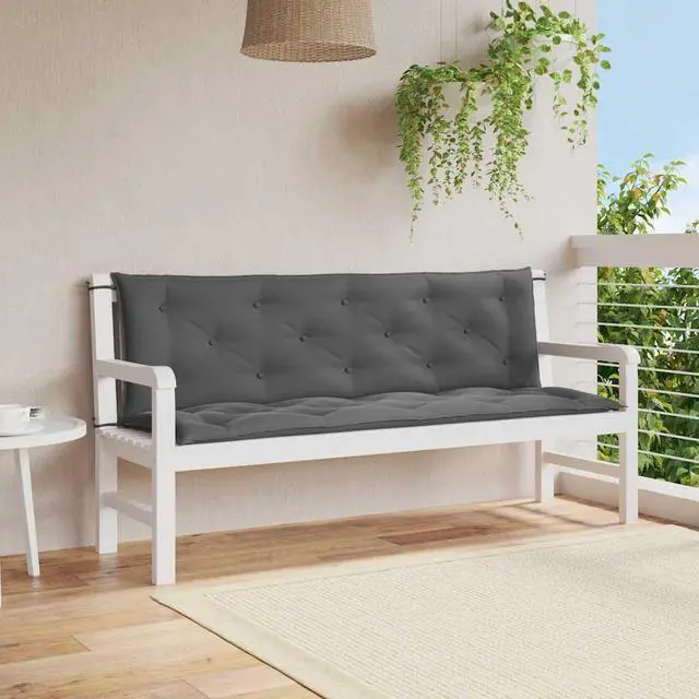 Main image of vidaXL Indoor/Outdoor Bench Cushions 2 pcs, Patio Loveseat Cushions, Porch Swing Seat Cushions, Non-slip, Water-Repellent, Breathable, Resilient, Anthracite 59.1"x19.7"x2.8" Oxford Fabric