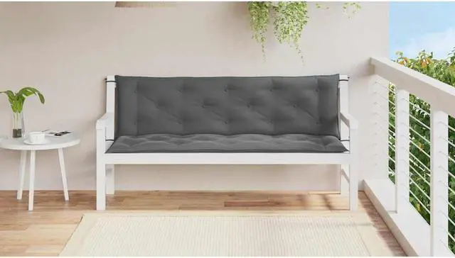 Alt view image 3 of 7 - vidaXL Indoor/Outdoor Bench Cushions 2 pcs, Patio Loveseat Cushions, Porch Swing Seat Cushions, Non-slip, Water-Repellent, Breathable, Resilient, Anthracite 59.1"x19.7"x2.8" Oxford Fabric
