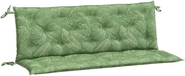 Alt view image 2 of 7 - vidaXL Indoor/Outdoor Bench Cushions 2 pcs, Patio Loveseat Cushions, Porch Swing Seat Cushions, Non-slip, Water-Repellent, Breathable, Resilient, Leaf Pattern 59.1"x19.7"x2.8" Oxford Fabric