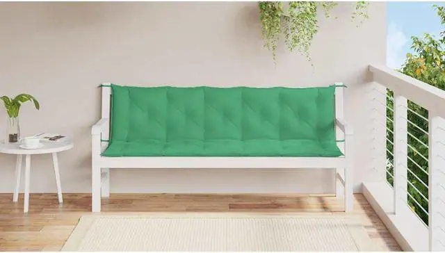 Alt view image 3 of 7 - vidaXL Indoor/Outdoor Bench Cushions 2 pcs, Patio Loveseat Cushions, Porch Swing Seat Cushions, Non-slip, Water-Repellent, Breathable, Resilient, Green 70.9"x19.7"x2.8" Oxford Fabric