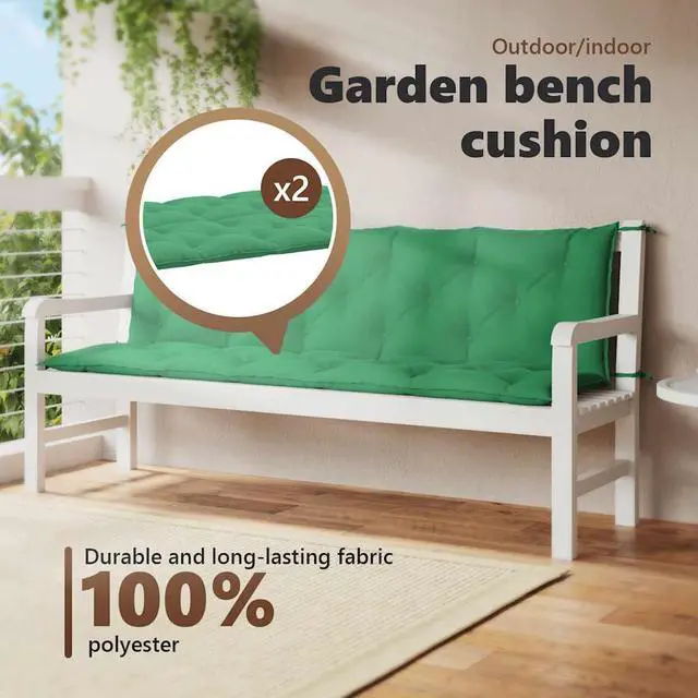 Alt view image 5 of 7 - vidaXL Indoor/Outdoor Bench Cushions 2 pcs, Patio Loveseat Cushions, Porch Swing Seat Cushions, Non-slip, Water-Repellent, Breathable, Resilient, Green 70.9"x19.7"x2.8" Oxford Fabric