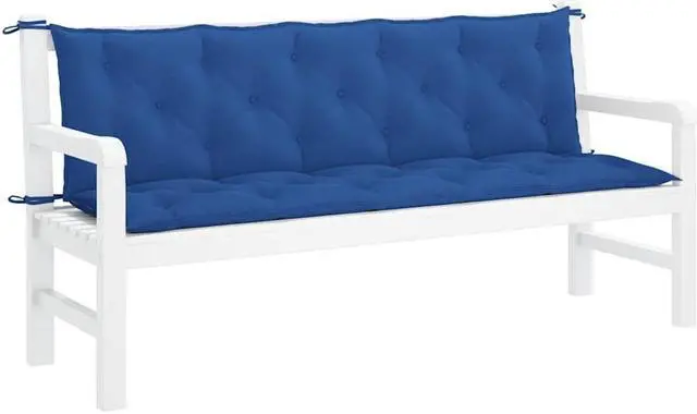 Main image of vidaXL Indoor/Outdoor Bench Cushions 2 pcs, Patio Loveseat Cushions, Porch Swing Seat Cushions, Non-slip, Water-Repellent, Breathable, Resilient, Blue 70.9"x19.7"x2.8" Oxford Fabric