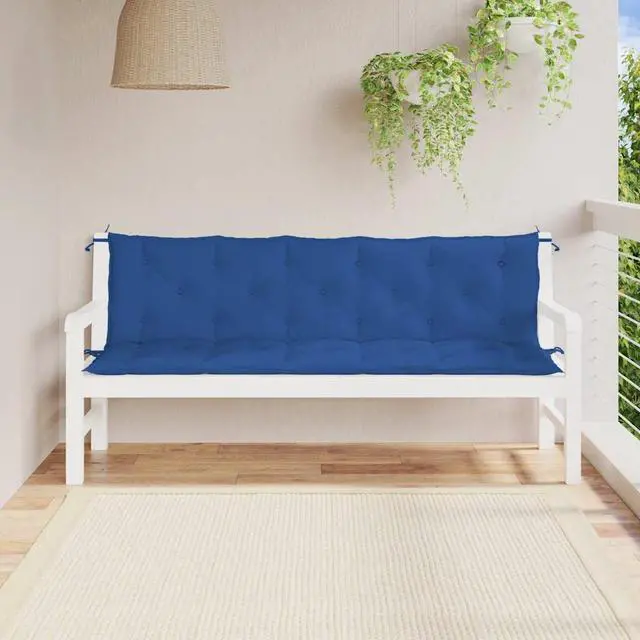 Alt view image 3 of 7 - vidaXL Indoor/Outdoor Bench Cushions 2 pcs, Patio Loveseat Cushions, Porch Swing Seat Cushions, Non-slip, Water-Repellent, Breathable, Resilient, Blue 70.9"x19.7"x2.8" Oxford Fabric