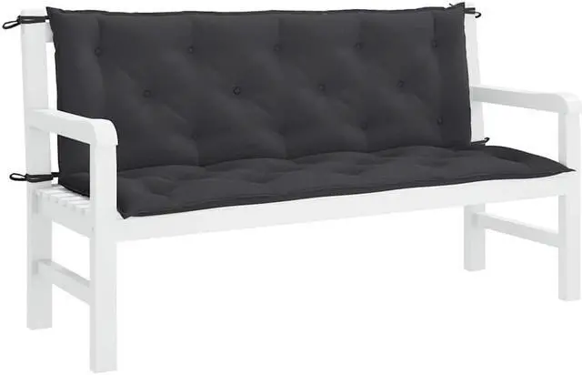 Main image of vidaXL Indoor/Outdoor Bench Cushions 2 pcs, Patio Loveseat Cushions, Porch Swing Seat Cushions, Non-slip, Water-Repellent, Breathable, Resilient, Black 59.1"x19.7"x2.8" Oxford Fabric