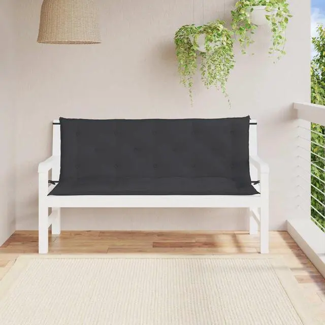 Alt view image 3 of 7 - vidaXL Indoor/Outdoor Bench Cushions 2 pcs, Patio Loveseat Cushions, Porch Swing Seat Cushions, Non-slip, Water-Repellent, Breathable, Resilient, Black 59.1"x19.7"x2.8" Oxford Fabric