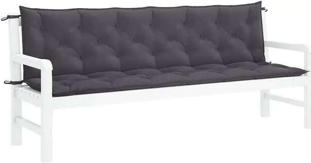 Main image of vidaXL Indoor/Outdoor Bench Cushions 2 pcs, Patio Loveseat Cushions, Porch Swing Seat Cushions, Non-slip, Water-Repellent, Breathable, Resilient, Anthracite 78.7"x19.7"x2.8" Oxford Fabric