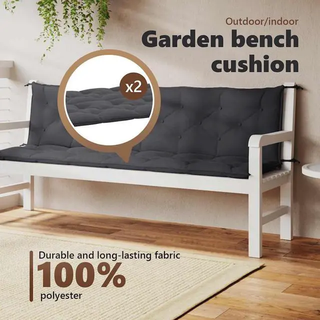 Alt view image 5 of 7 - vidaXL Indoor/Outdoor Bench Cushions 2 pcs, Patio Loveseat Cushions, Porch Swing Seat Cushions, Non-slip, Water-Repellent, Breathable, Resilient, Anthracite 78.7"x19.7"x2.8" Oxford Fabric