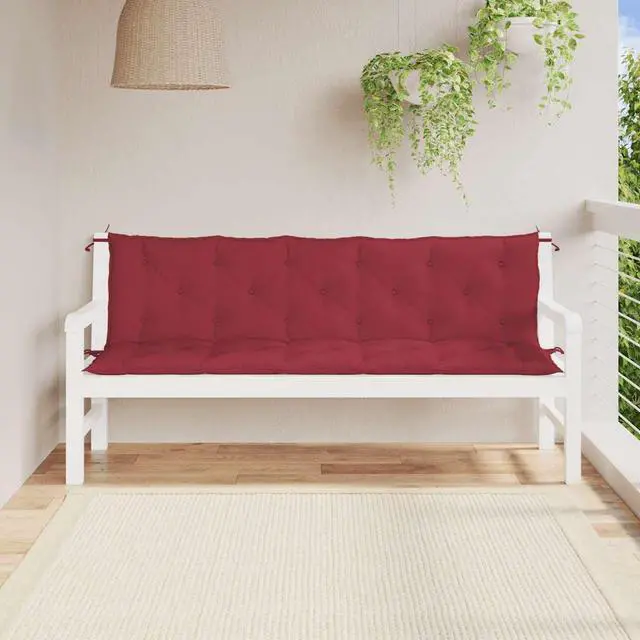 Alt view image 3 of 7 - vidaXL Indoor/Outdoor Bench Cushions 2 pcs, Patio Loveseat Cushions, Porch Swing Seat Cushions, Non-slip, Water-Repellent, Breathable, Resilient, Wine Red 70.9"x19.7"x2.8" Oxford Fabric